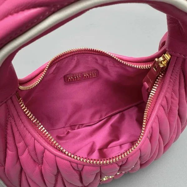 Miu Miu Wander Hobo Bag in Fuchsia Matelasse Nappa Leather product view 8