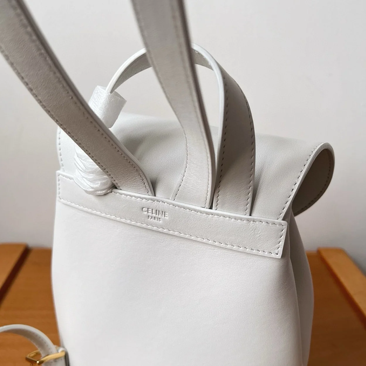 Celine Bonnie Backpack in White Calfskin product view 5