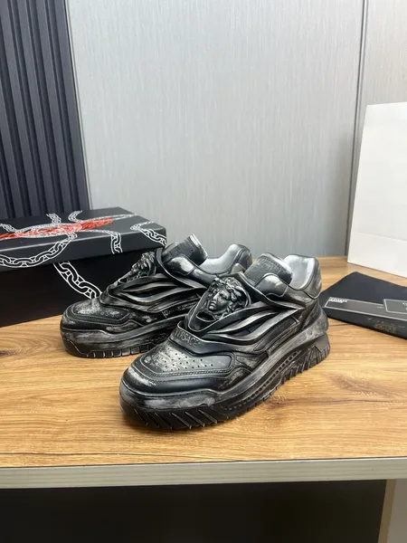 Versace Leather Sneakers in Black product view 3