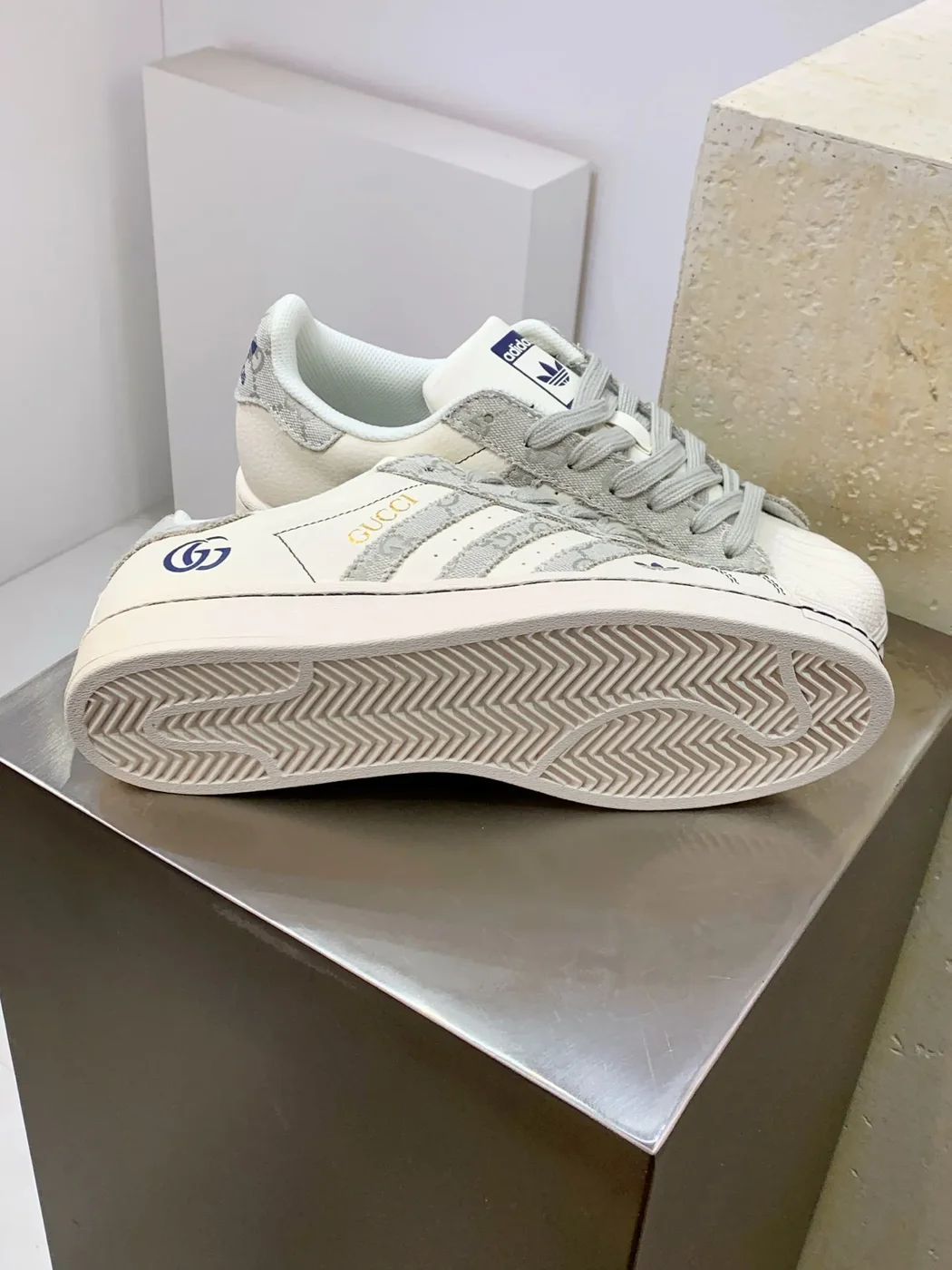 Adidas Gazelle Indoor Gucci White Gray Low Shoes product view 3