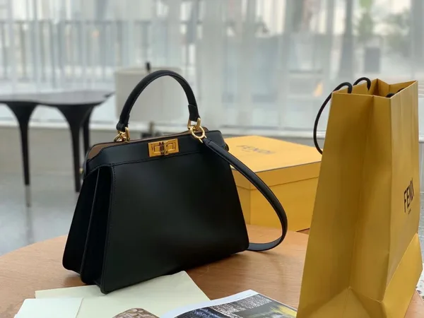 Fendi Peekaboo ISeeU Medium Bag In Black Calfskin product view 8