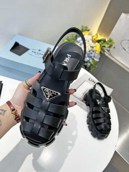 Prada Foam Sandals in Black Rubber product view 6