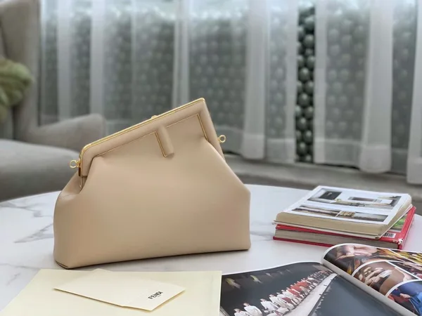 Fendi First Medium Bag In Beige Nappa Leather product view 2