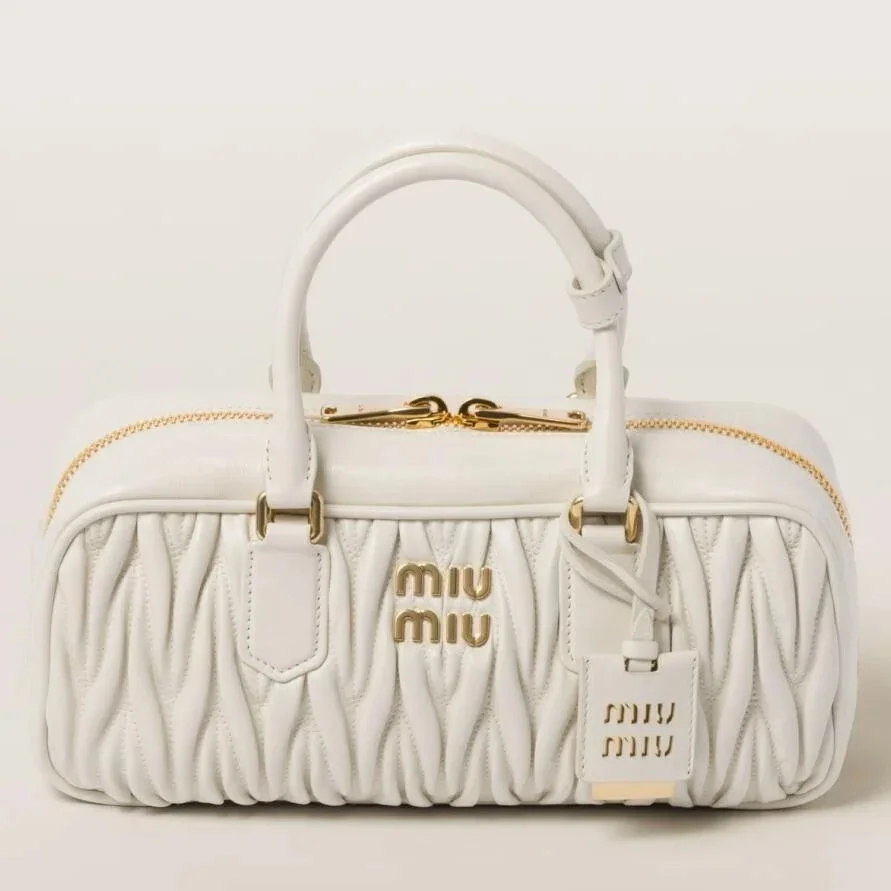 Miu Miu Arcadie Large Bag in White Matelasse Leather product view 1