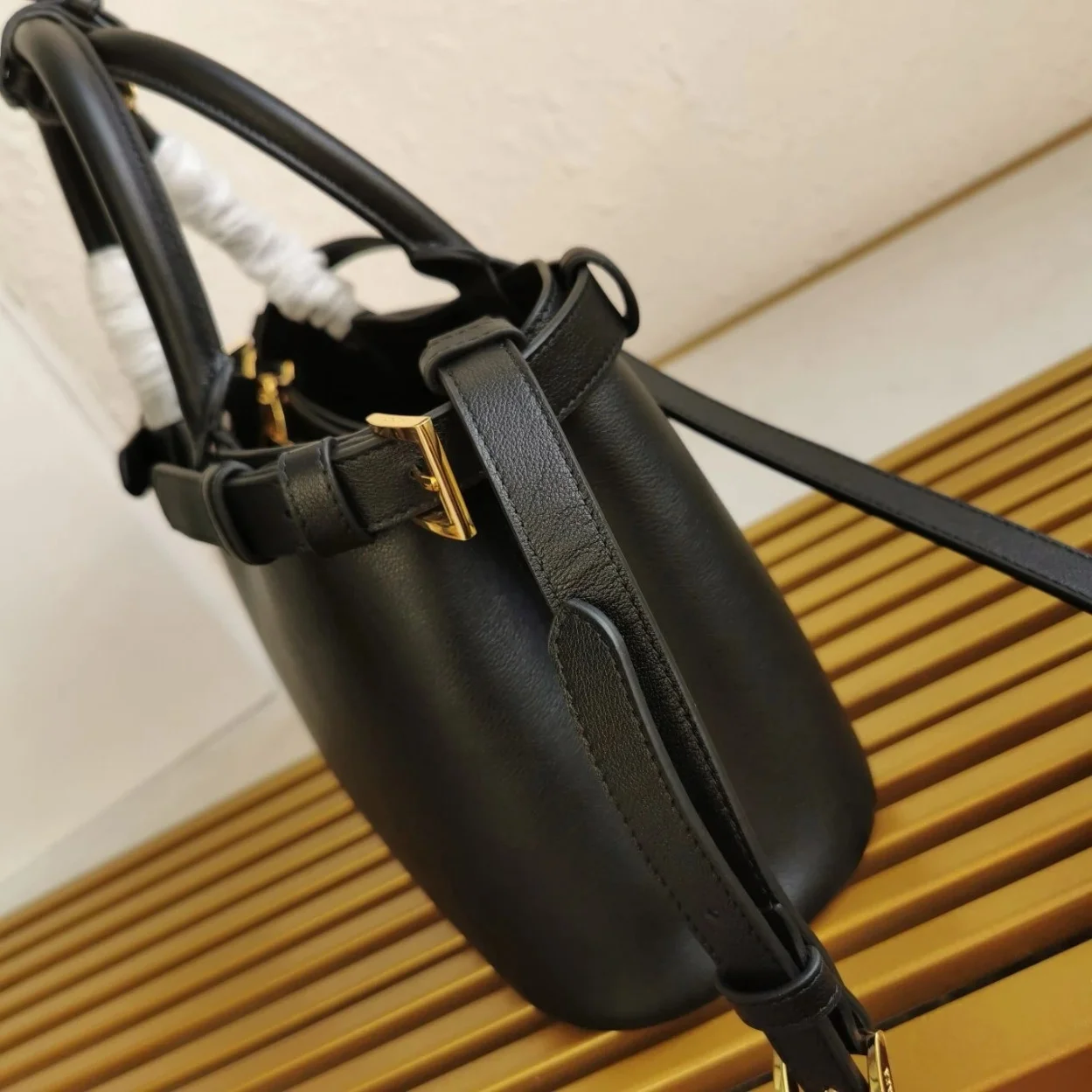 Prada Small Handbag in Black Leather with Belt product view 8