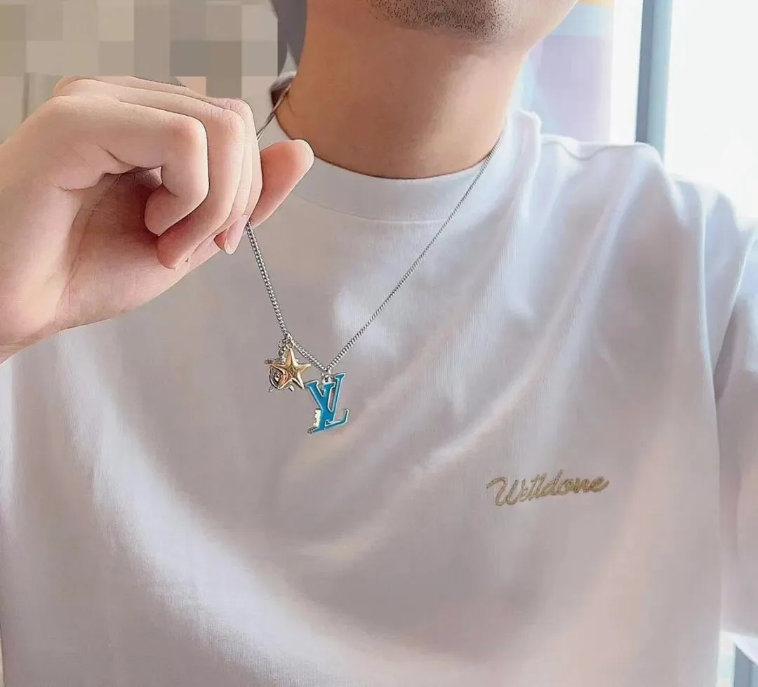 Louis Vuitton Turtle Star LV Charm Necklace Silver-Tone with Blue and Gold-Tone Charms product view 3