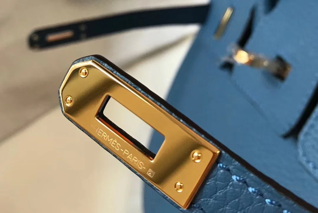 Hermes Birkin 25 Bag In Blue Agate Clemence Leather with GHW product view 2