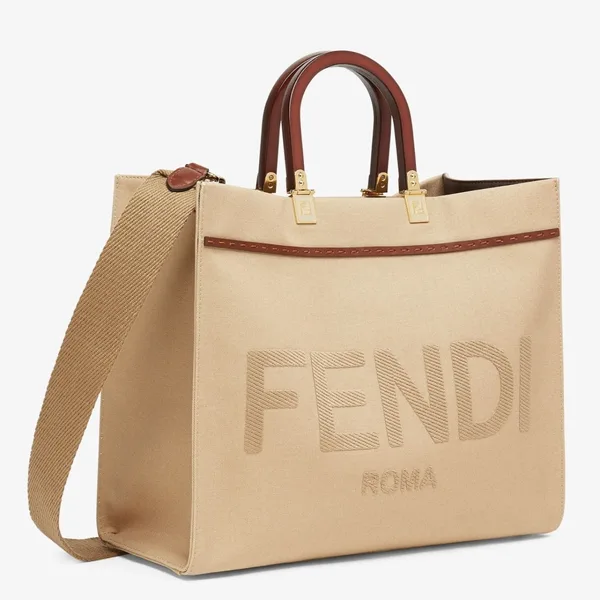 Fendi Sunshine Medium Tote Bag In Beige Canvas product photo