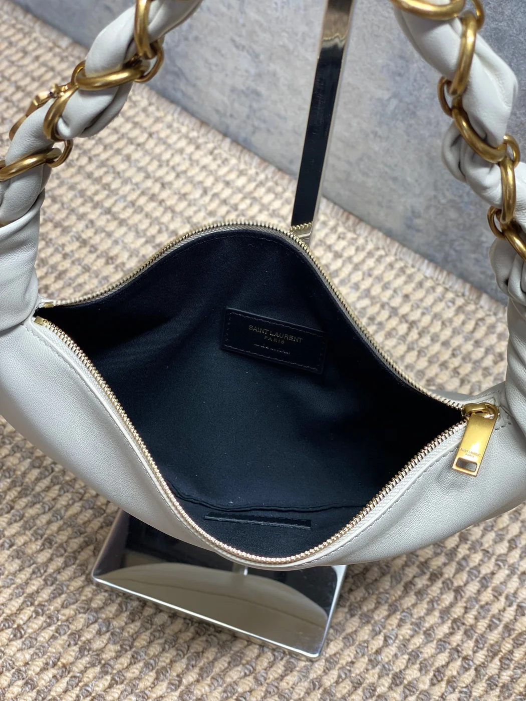 Saint Laurent Amalia Mini Hobo Bag — White product view 8