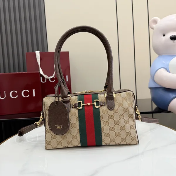 Gucci Borsetto Medium Boston Bag — Beige Jacquard product photo