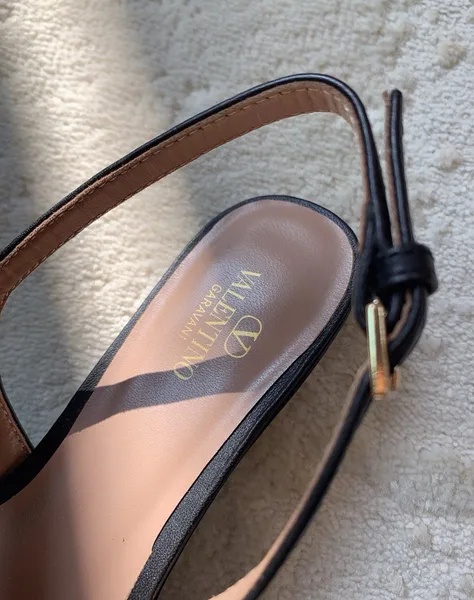 Valentino Bold Edition VLogo Slingback Ballerinas in Black Leather product view 8