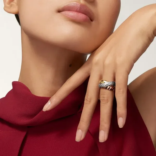 Cartier Trinity Three-Tone Animal-Pattern Interlocking Ring product view 3