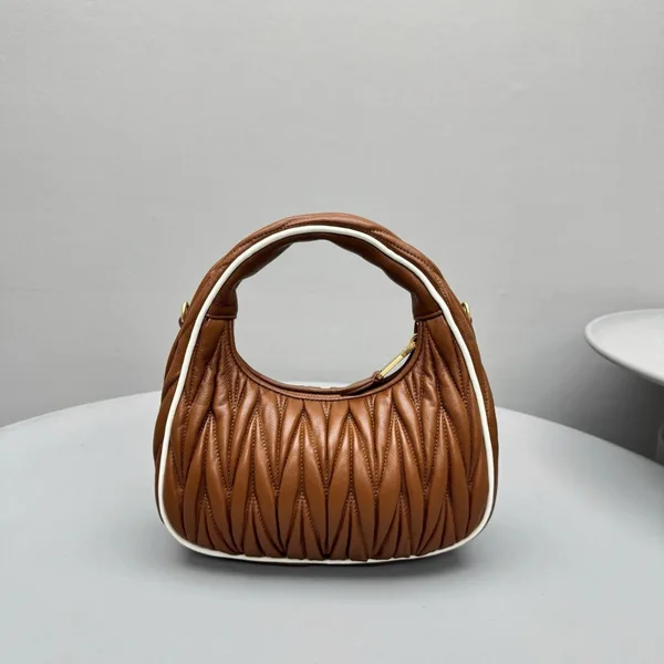 Miu Miu Wander Hobo Bag in Cognac Matelasse Nappa Leather product view 7