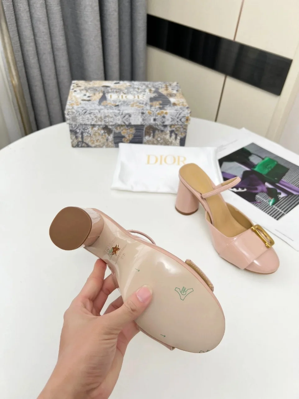 Dior C’est Slingback Pumps 80MM in Nude Patent Calfskin product view 7