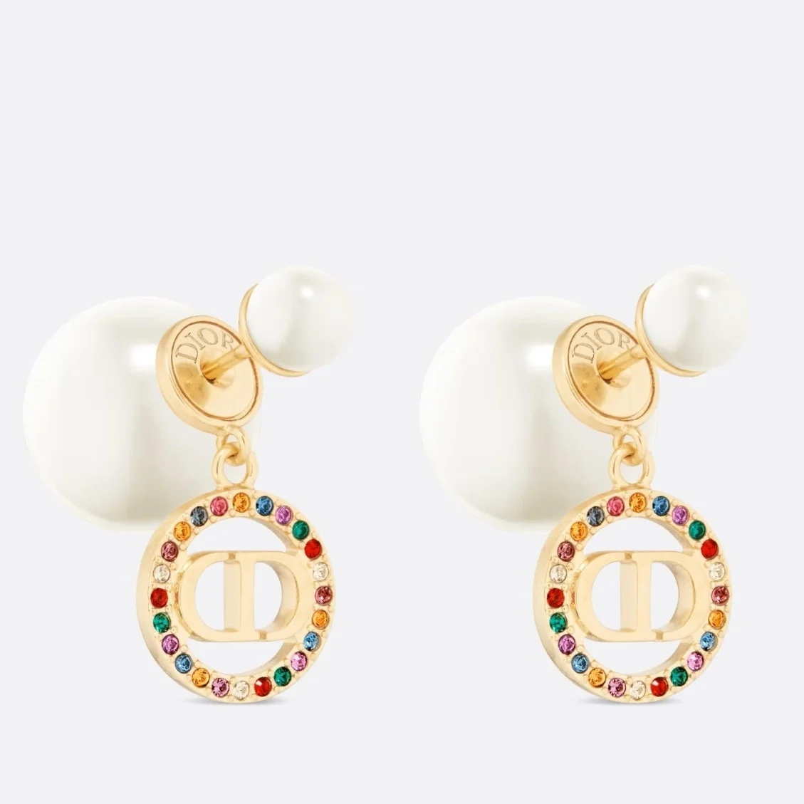 Dior Tribales Earrings in Metal and White Pearl-Effect Details and Multicolor Crystals product view 1