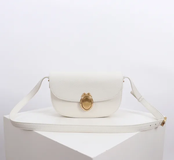 Medium Dior Médaillon Flap Bag — White product photo
