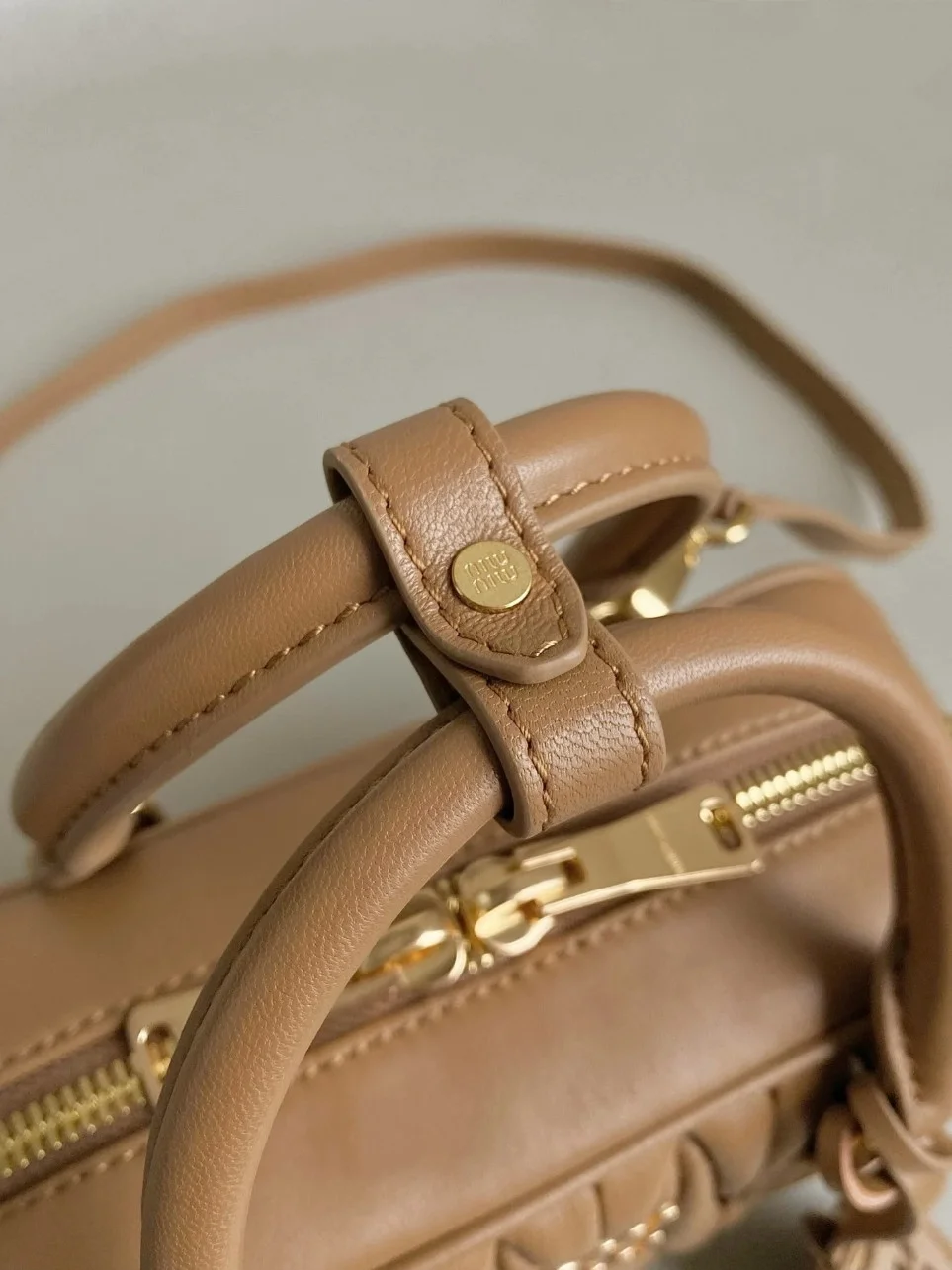 Miu Miu Arcadie Medium Bag in Caramel Matelasse Leather product view 6