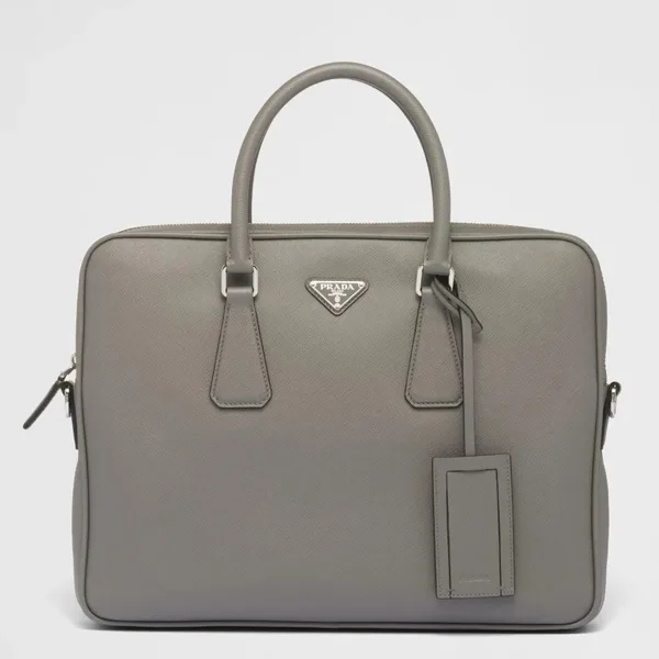 Prada Briefcase in Grey Saffiano Leather product photo