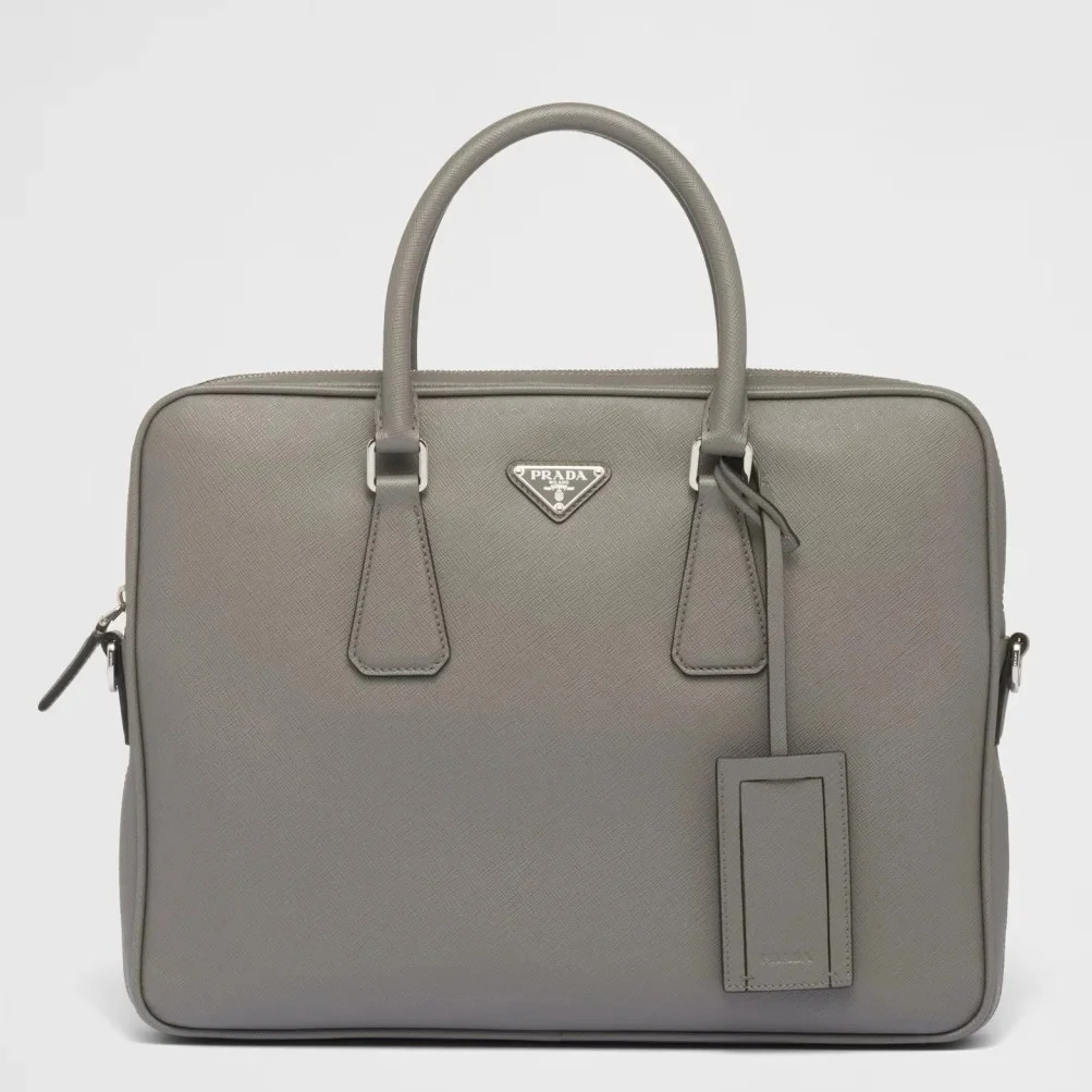 Prada Briefcase in Grey Saffiano Leather product view 1