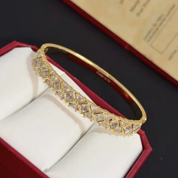 Cartier Gold-Tone Textured Bangle with Teardrop Crystal-Effect Details product view 6