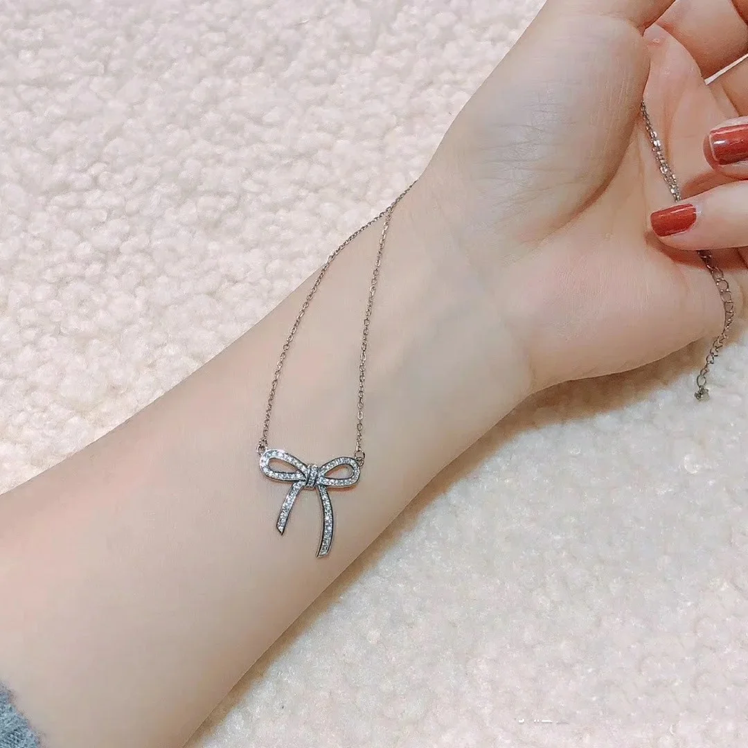 Tiffany & Co. Large Pavé-Effect Bow Necklace Silver-Tone product view 2