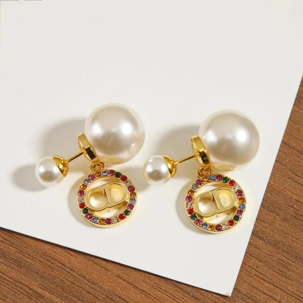 Dior Tribales Earrings in Metal and White Pearl-Effect Details and Multicolor Crystals product view 4