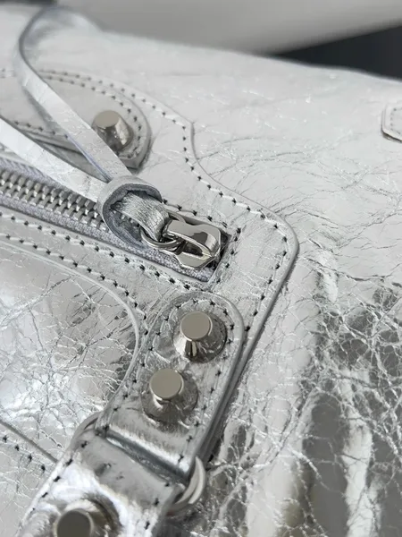Balenciaga Le City Small Bag in Silver Metallic Lambskin product view 9