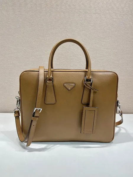 Prada Briefcase in Brown Saffiano Leather product view 10