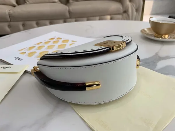 Fendi Moonlight Saddle Bag In White Calfskin product view 2