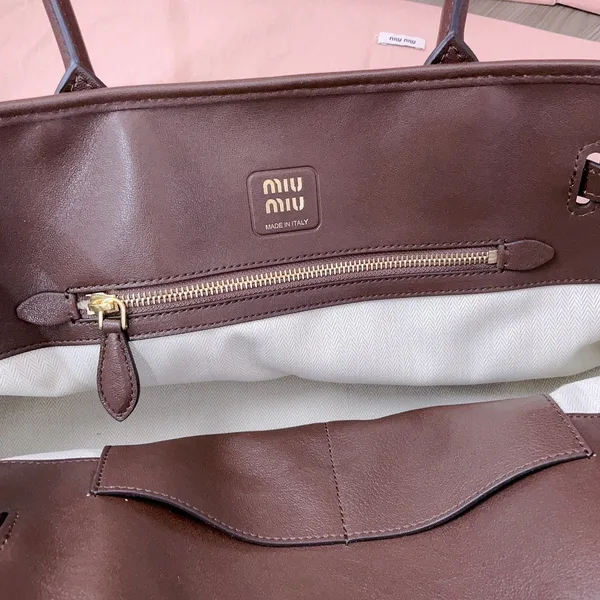 Miu Miu Aventure Large Tote Bag in Briarwood Nappa Leather product view 4