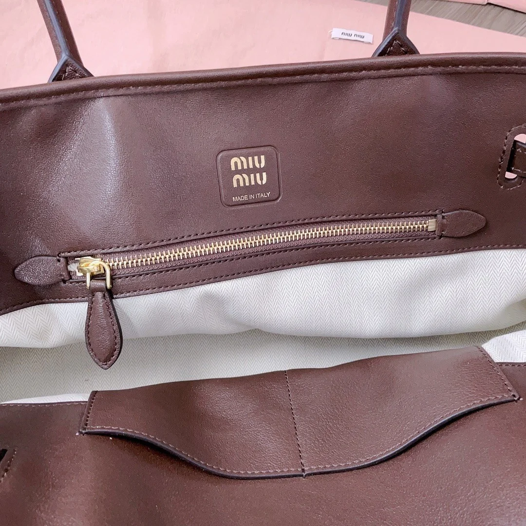 Miu Miu Aventure Large Tote Bag in Briarwood Nappa Leather product view 4