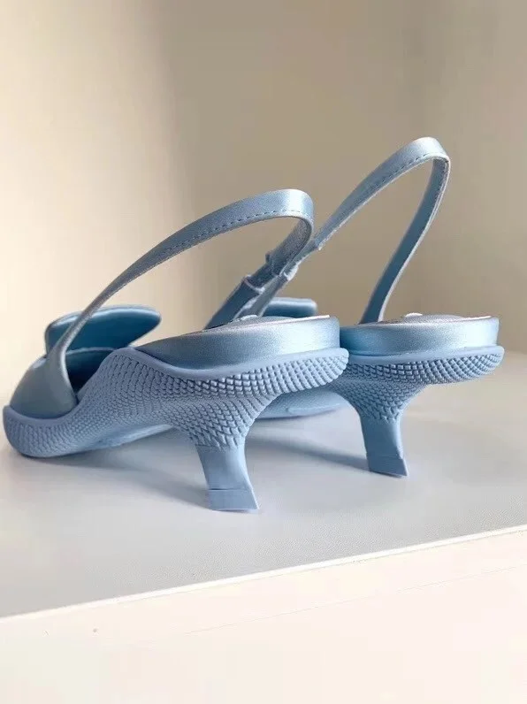 Prada Gabardine Slingback Pumps In Light Blue Nylon product view 7