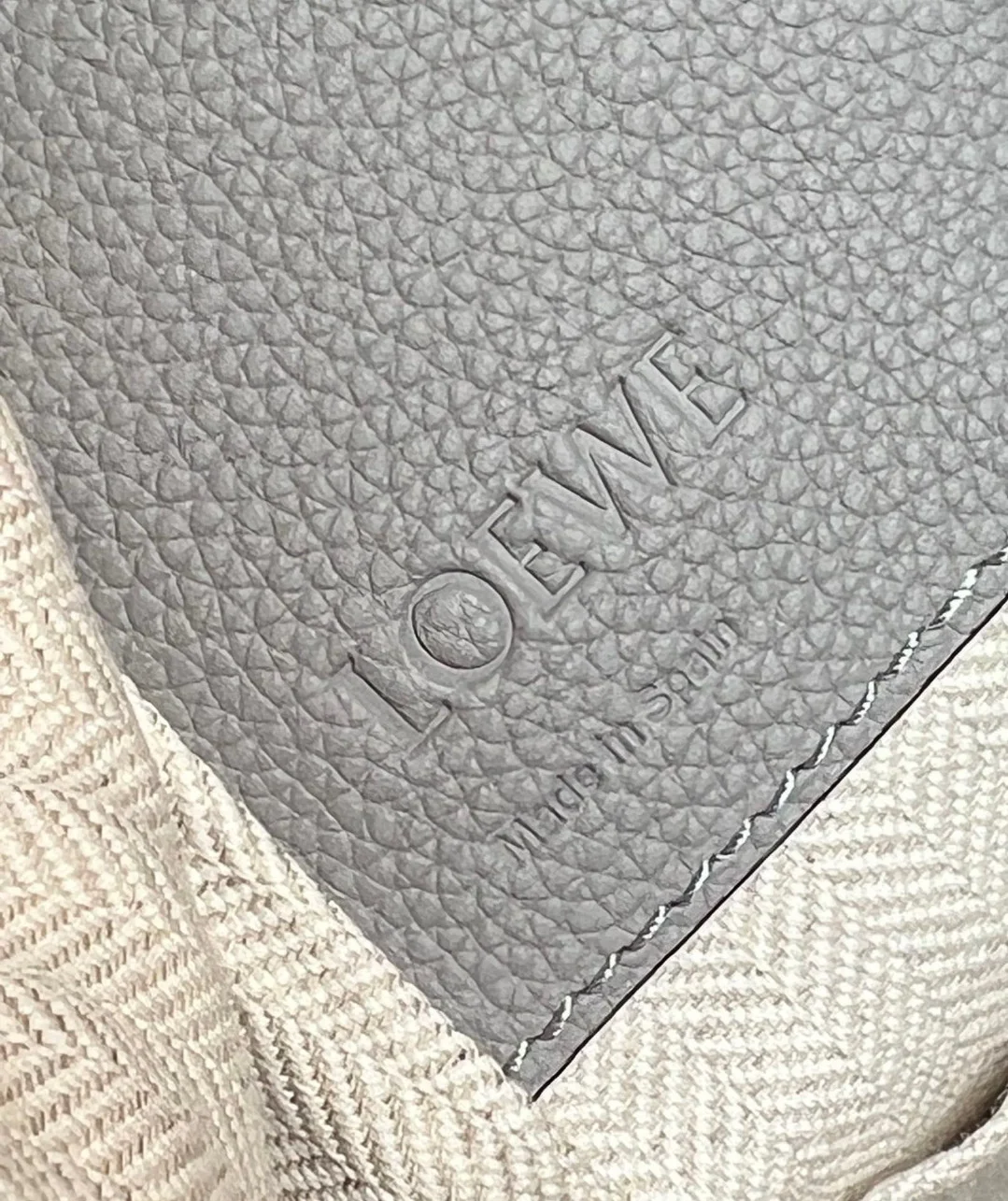 Loewe Compact Hammock Bag in Pearl Grey Grained Calfskin product view 9