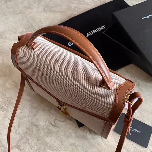 Saint Laurent Cassandra Medium Bag In Beige Canvas product view 9