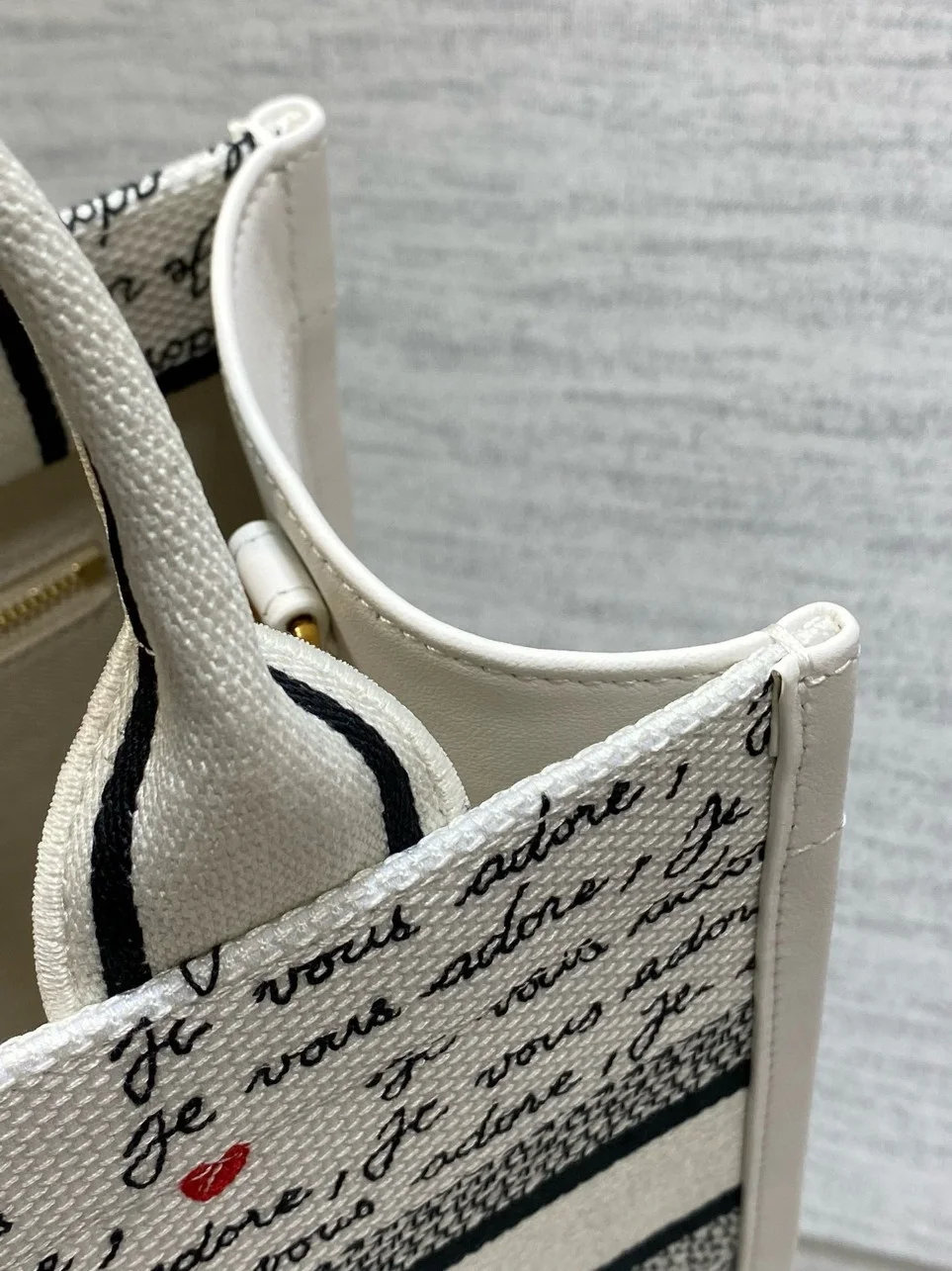 Dior Dioramour Small Book Tote Bag with Strap in Je Vous Adore Embroidery and White Calfskin product view 3