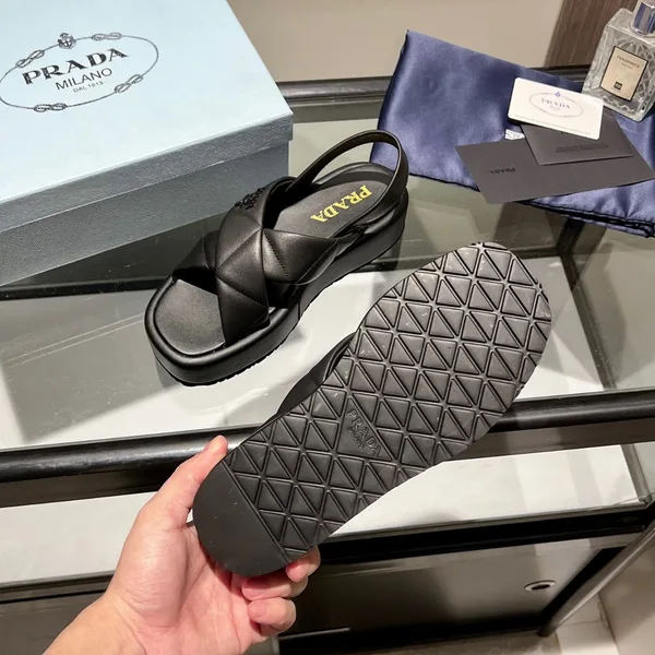 Prada Flatform Sandals In Black Quilted Nappa Leather product view 7