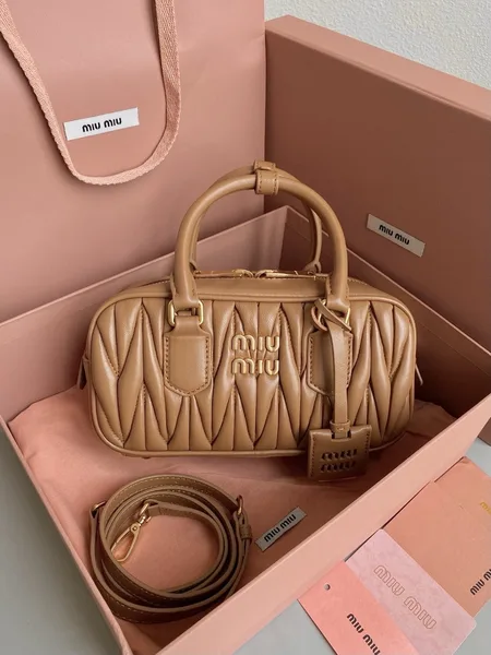 Miu Miu Arcadie Medium Bag in Caramel Matelasse Leather product view 2