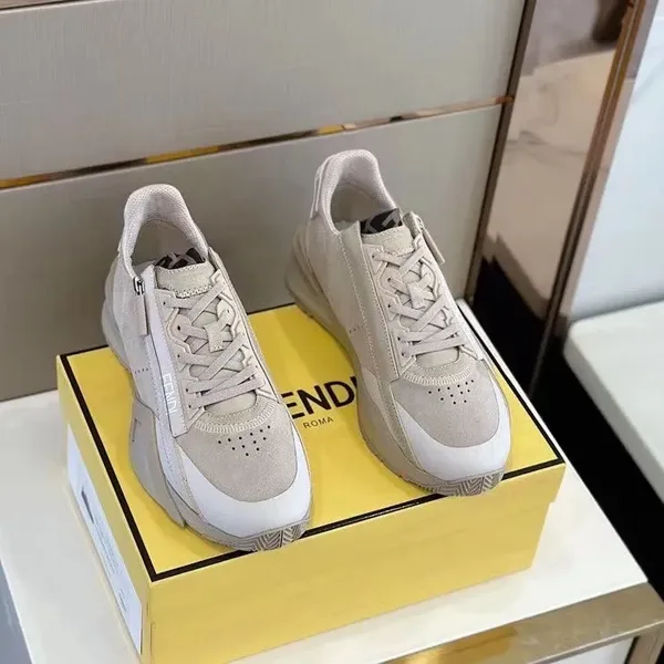 Fendi Beige/Black Flow Low-Top Sneakers product view 2