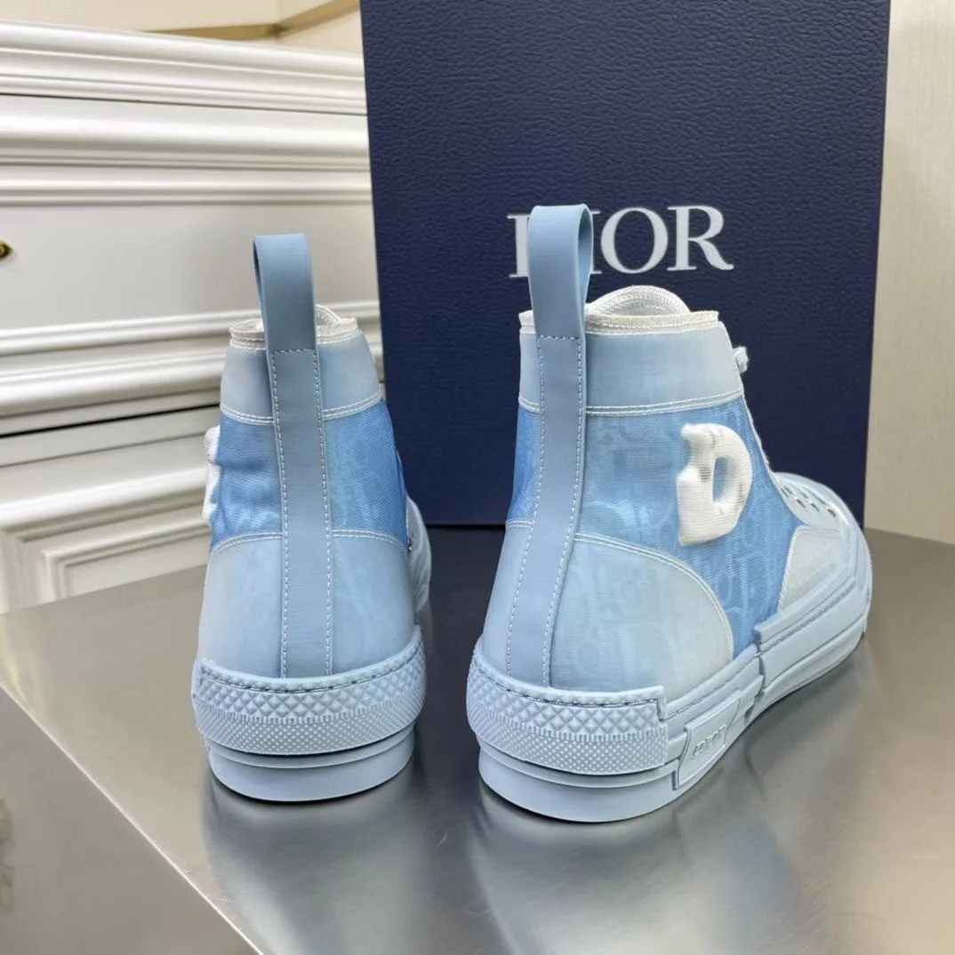 Dior Men’s B23 High-top Sneakers In Ligth Blue Oblique Canvas product view 9