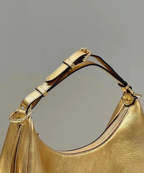 Fendi Fendigraphy Small Hobo Bag In Gold Metallic Leather product view 5