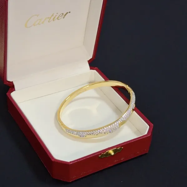 Cartier Gold-Tone Slim Bangle with Pave-Effect Row product view 4