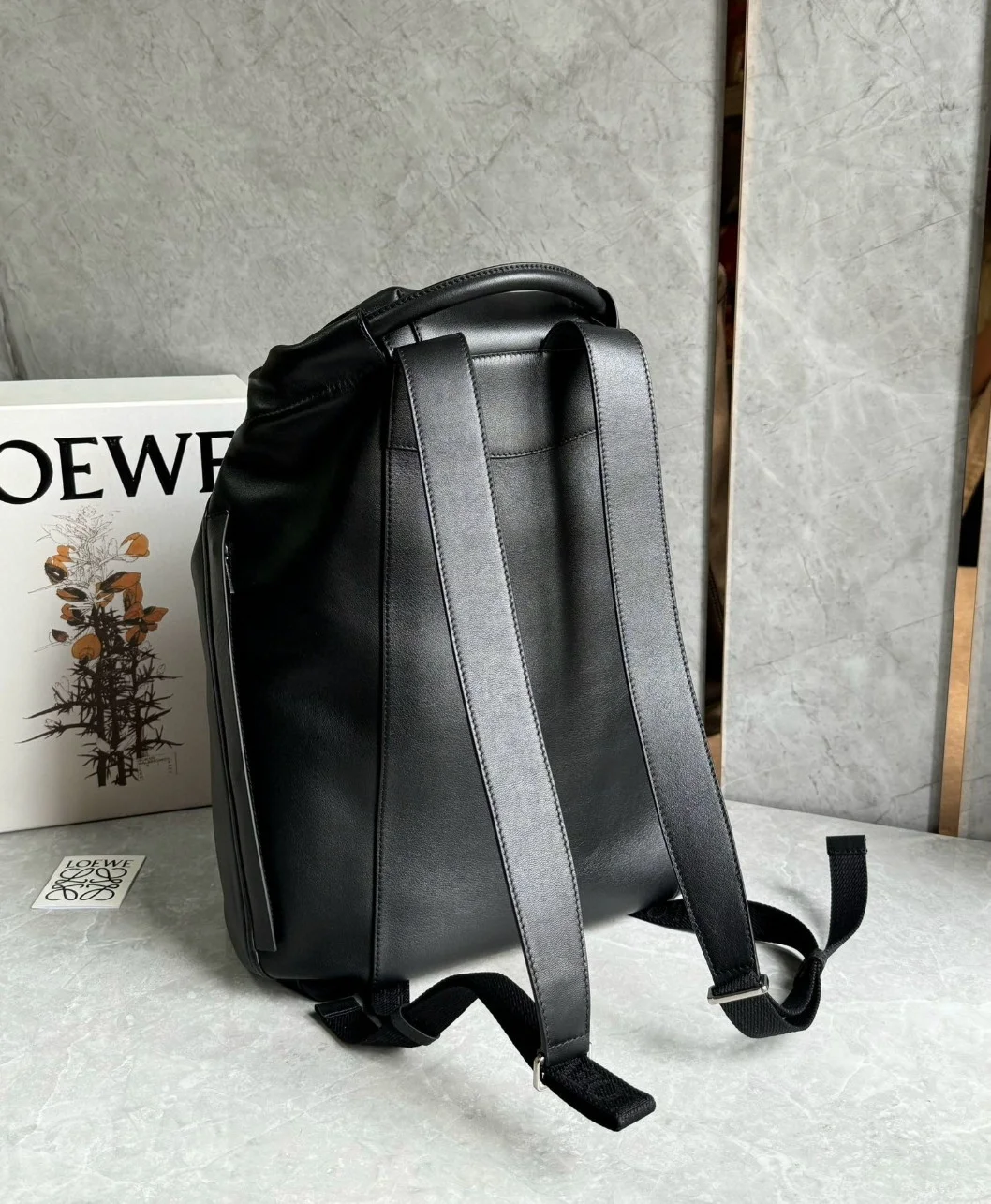 Loewe Flamenco Backpack in Black Supple Calfskin product view 2