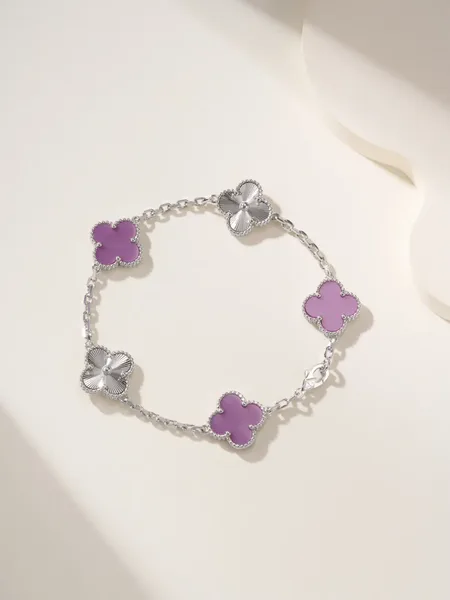 Van Cleef & Arpels Alhambra Purple Clover and Silver-Tone Knot Bracelet product photo