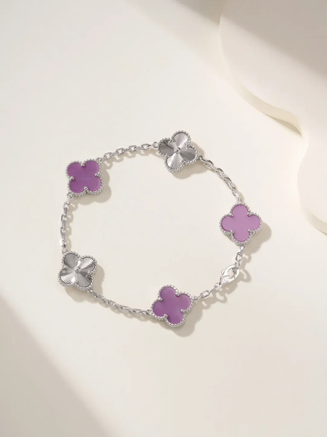 Van Cleef & Arpels Alhambra Purple Clover and Silver-Tone Knot Bracelet product view 1