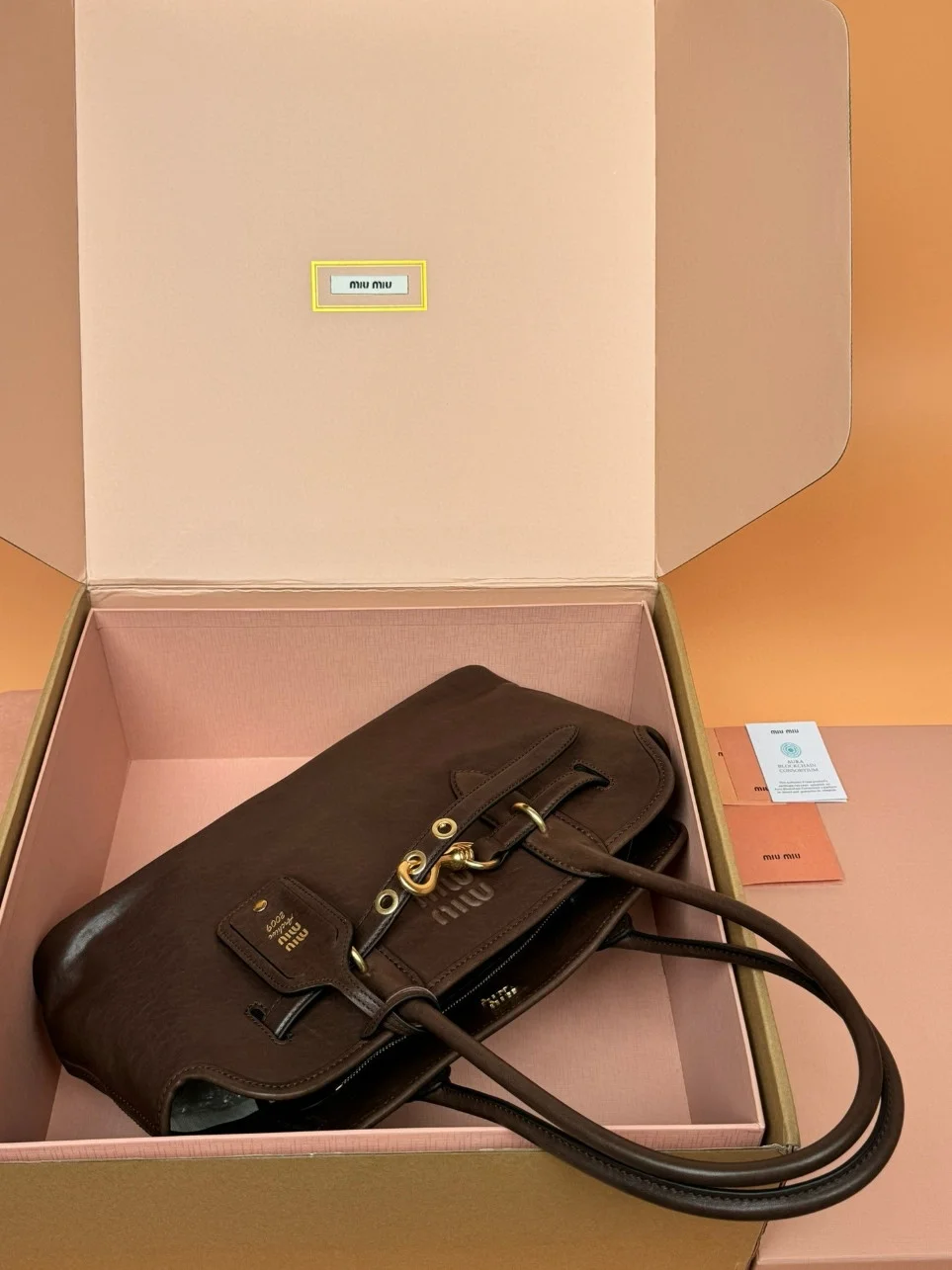 Miu Miu Aventure Large Tote Bag in Briarwood Nappa Leather product view 7