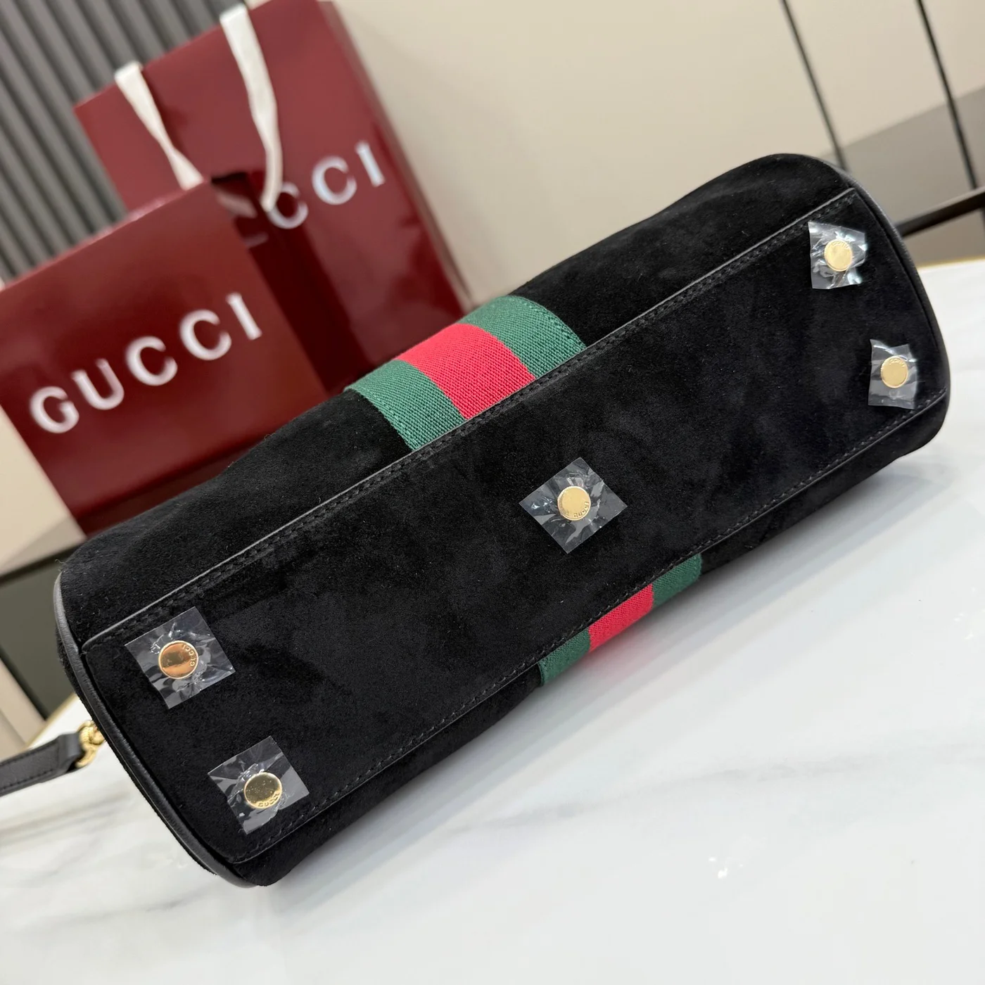 Gucci Borsetto Medium Boston Bag — Black Suede product view 4