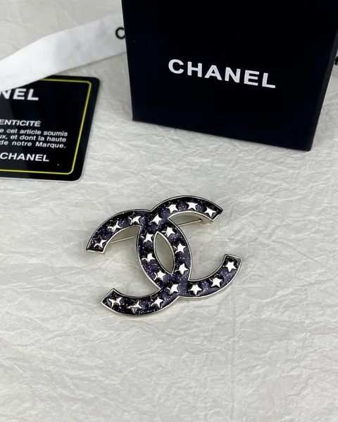 Chanel Star Enamel CC Brooch Navy and Silver-Tone product view 4