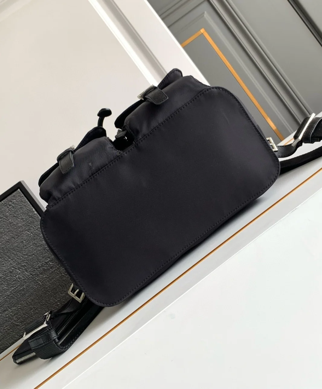 Prada Medium Backpack with Pouch in Black Re-Nylon product view 3