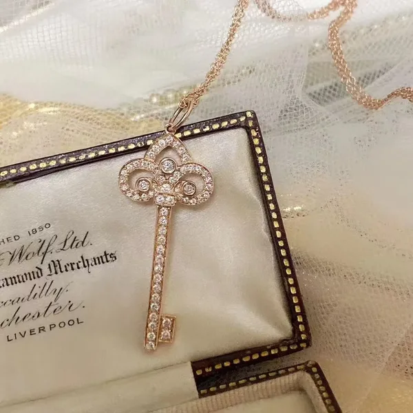 Tiffany & Co. Full Pavé-Effect Woven Crown Key Necklace Rose-Tone product photo