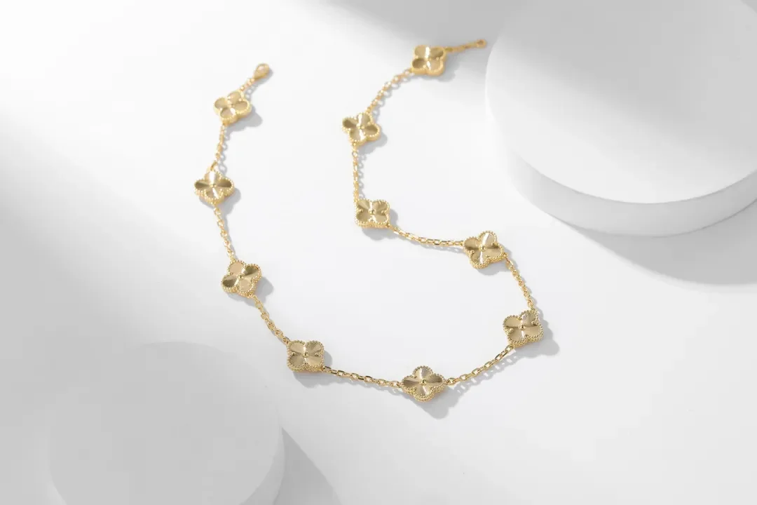 Van Cleef & Arpels Alhambra Pave-Effect Ten-Motif Gold-Tone Necklace product view 1
